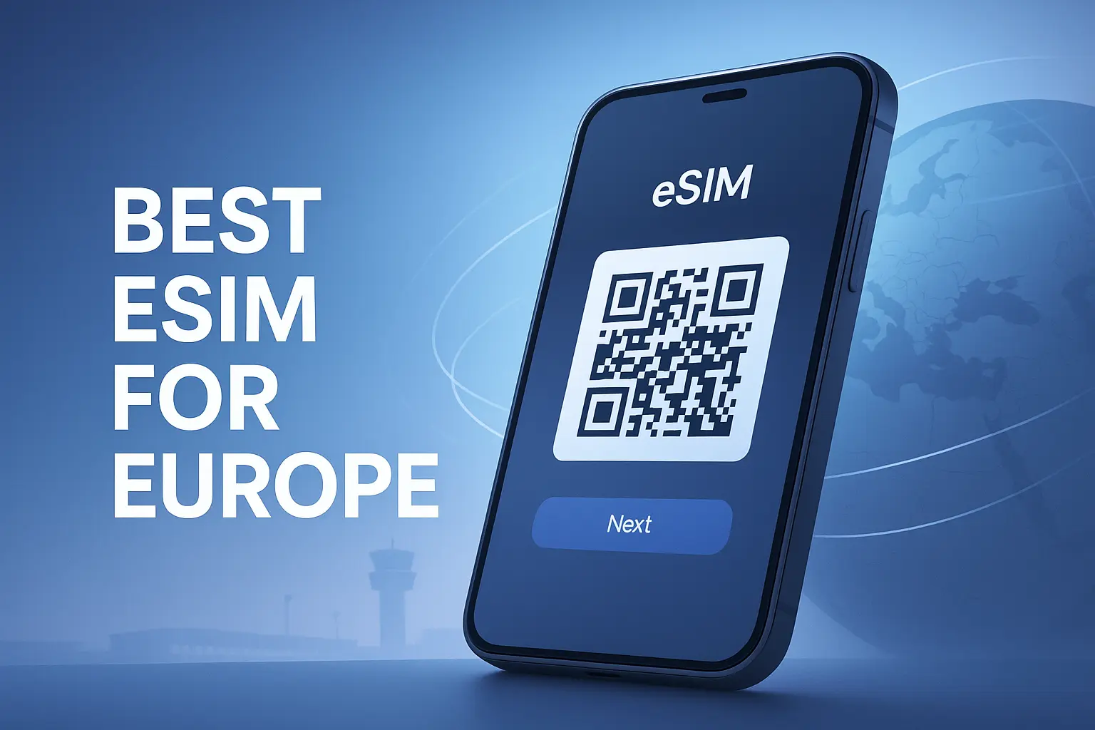 top esim providers for europe travel shown on smartphone with EU coverage map
