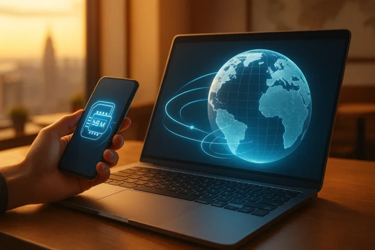 eSIM vs roaming comparison for international travel data on smartphone