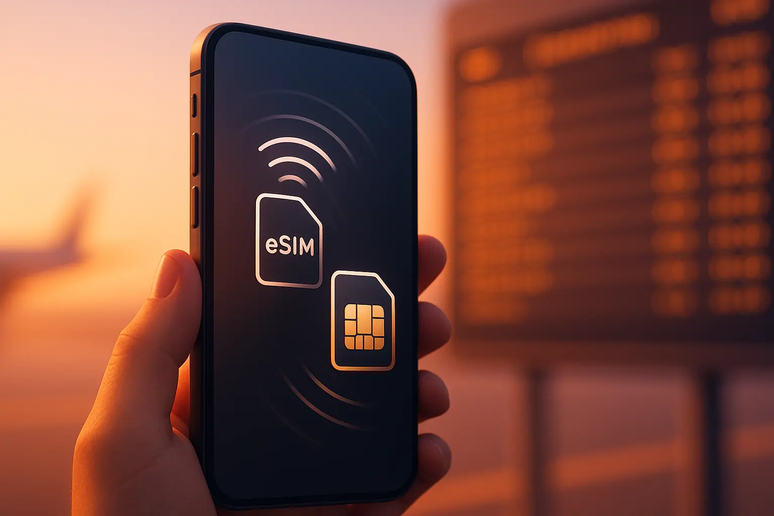smartphone showing dual SIM setup with esim and physical SIM active simultaneously