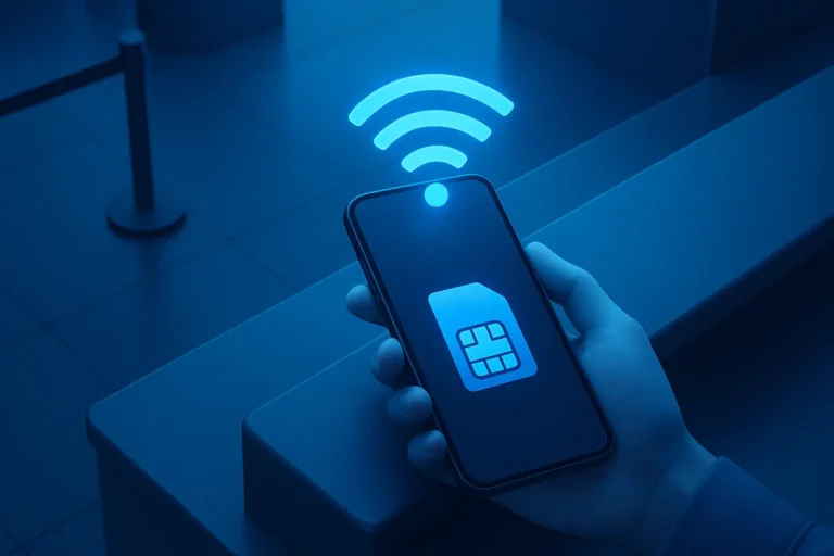 sharing mobile hotspot from smartphone using travel eSIM connection while traveling