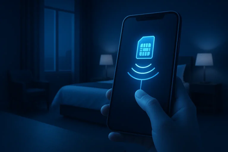travel eSIM data usage comparison on smartphone while traveling