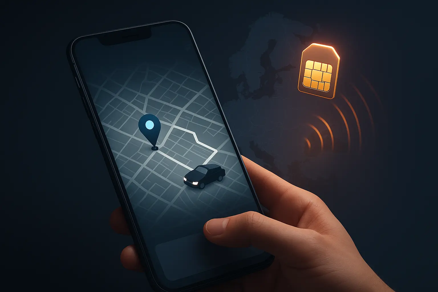using eSIM in Europe on smartphone with mobile data and maps active