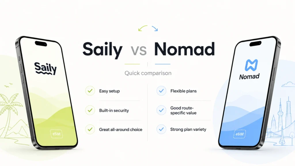 Saily vs Nomad eSIM quick comparison for travelers